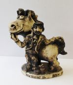 A John Hughes pottery figure of a miner and pit pony, titled "Dick Hughes 56 Albion CA1900",