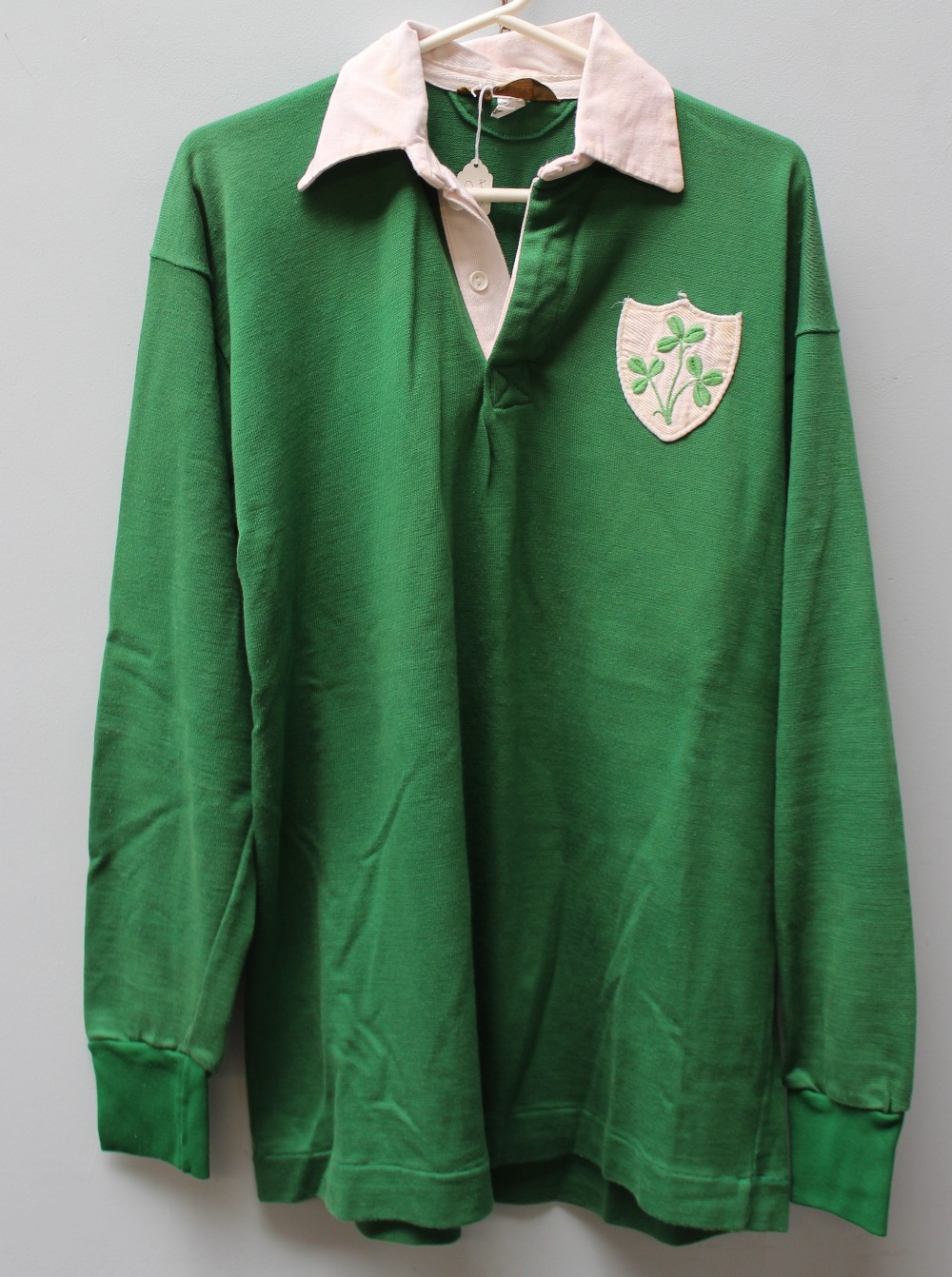 Allan Martin - An Irish International match worn jersey, embroidered with a shamrock and the No.