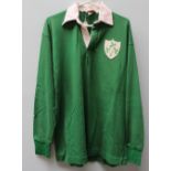 Allan Martin - An Irish International match worn jersey, embroidered with a shamrock and the No.