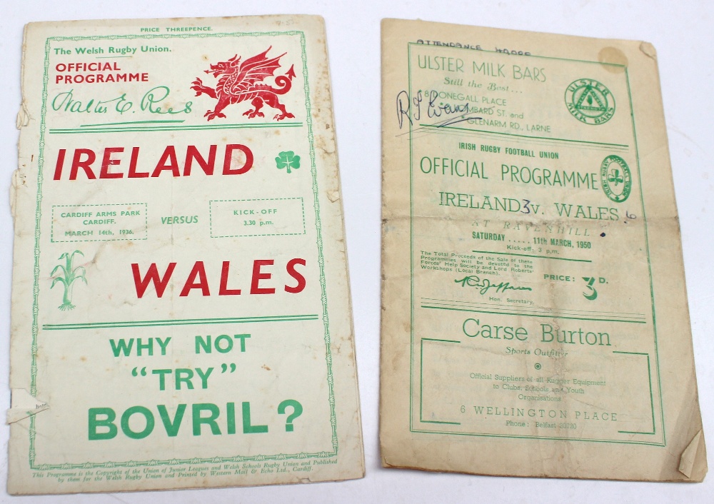 1950 - Ireland v Wales (Grand Slam Triple Crown Winners) rugby programme played at Ravenhill on