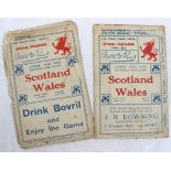 1923 - Wales v Scotland rugby programme - played on 3rd February 1923 at Cardiff Arms Park,