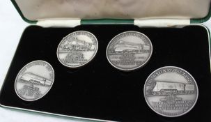 A set of four commemorative medals struck for the 50th anniversary of the "Railways Act 1921",