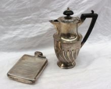 A George VI silver hip flask, Birmingham, 1937 together with an Edwardian silver hot water pot,