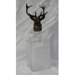 An Elizabeth II Silver Stag's head and glass decanter, produced for Glenfiddich, London, 1990