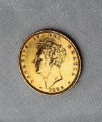 A George IV gold shield back sovereign,