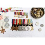 World War II medals including The 1939-1945 star, The Africa Star, The Defence medal, The War medal,