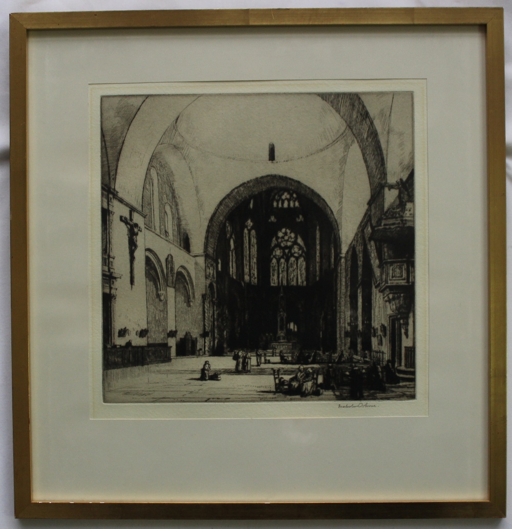 After Malcolm Osborne
A Cathedral interior
An etching
Signed in pencil to the margin 
26.5 x 27cm - Image 2 of 3