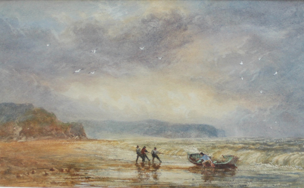 Attributed to R Weatherill
Stormy 
A beach scene
Watercolour
15 x 24.