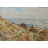 Albert Stevens
From the Wychpath Malvern looking towards Worcester 
Watercolour 
Signed and label