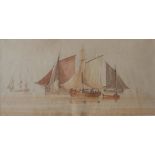 Attributed to Anthony Vandyke Copley Fielding
Boats in a harbour
Watercolour
14.5 x 29.