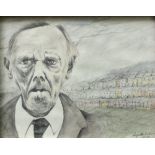 Lyndon Richards 
A Valleys Character
Pencil  and watercolour
Signed and dated 1975
19 x 24.