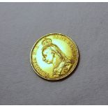 A Victorian gold £2 coin,