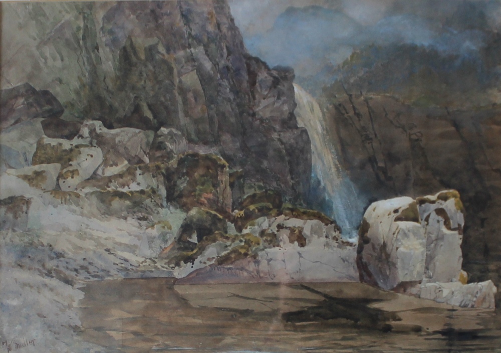 William James Muller
Mountainous Landscape with waterfall, N. Wales
Watercolour
Signed and inscribed