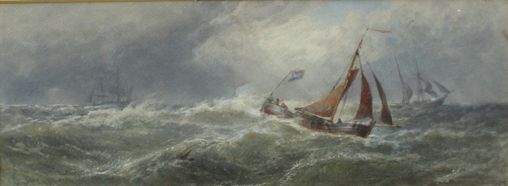E Hayes
Ships on a choppy sea
Watercolour
Signed
16 x 44cm