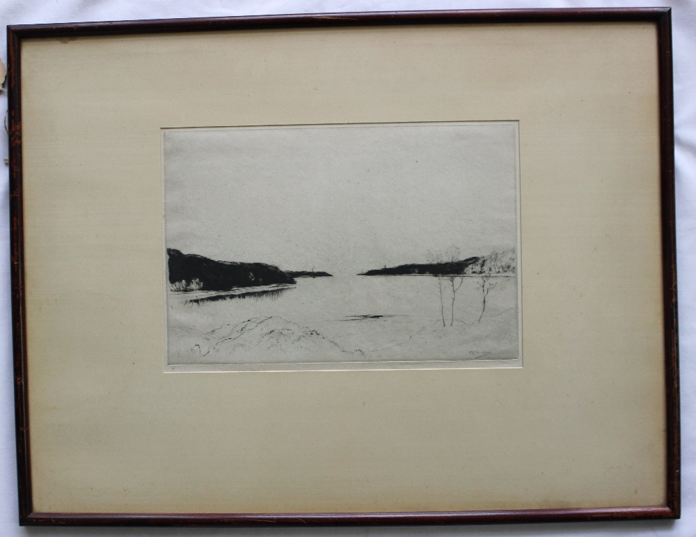 Sir David Young Cameron R.A.
"Loch Aline"
An etching
Signed to the border 
Bears an Alex. Reid & - Image 3 of 5