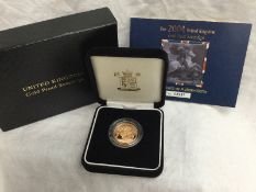 An Elizabeth II gold proof sovereign, dated 2004, with box and certificate No.