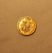 A Victorian gold half sovereign, young head, shield back,
