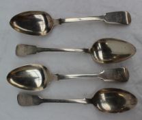 A pair of George III silver fiddle pattern serving spoons,  London, 1829,