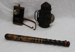A George V truncheon, decorated with a crown, "GR" shield for the County Borough of Walsall,