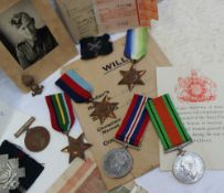 Five World War II medals including The War Medal, The Defence Medal, The Pacific Star,