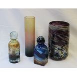 Annette Meech, a tall glass cylindrical vase with variegated decoration, signed and dated 1974, 20.