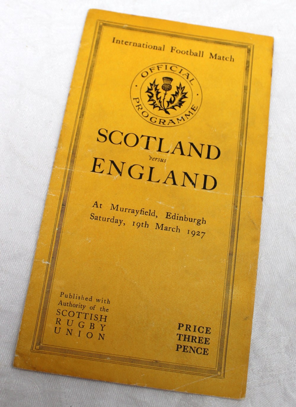 1927 - Scotland v England rugby match programme, played on Saturday 19th March 1927 at Murrayfield,