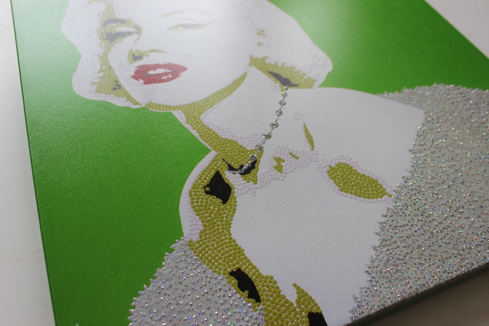 Natau Elkanoviel
Marilyn Monroe 
Head and shoulders portrait applied with crystals
A Print
50 x - Image 2 of 2