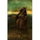 EUGENIO LUCAS VILLAMIL (Madrid, 1858-1919). "Maja", óleo sobre tabla, 25x15 cm.