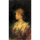 JUAN PEYRÓ URREA (Valencia, 1847-1924). "Dama", óleo sobre tabla, 17x11 cm.