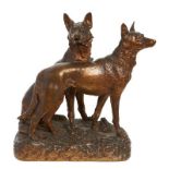 RENE PAUL MARQUET (Francia, 1875-1939). "Perros", escultura en bronce, 42x34x25 cm.