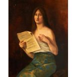 JOAN BRULL (Barcelona, 1863-1912). "Retrato femenino", óleo sobre lienzo, 92 x 72 cm. Con