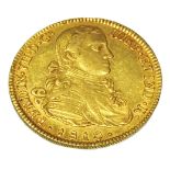 MONEDA. FERDIN VII en oro amarillo, 1810. Diámetro: 3,6 cm. Peso: 26 gr. Starting Price €480