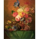 ILEGIBLE óleo sobre tabla, "Bodegón de flores",  25x21 cm. Starting Price €40
