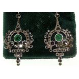 JUEGO DE PENDIENTES LARGOS en plata y marquesitas. Starting Price €40