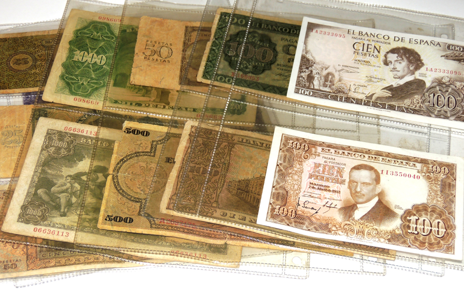 15 BILLETES ESPAÑOLES diferentes valores y fechas. Starting Price €80