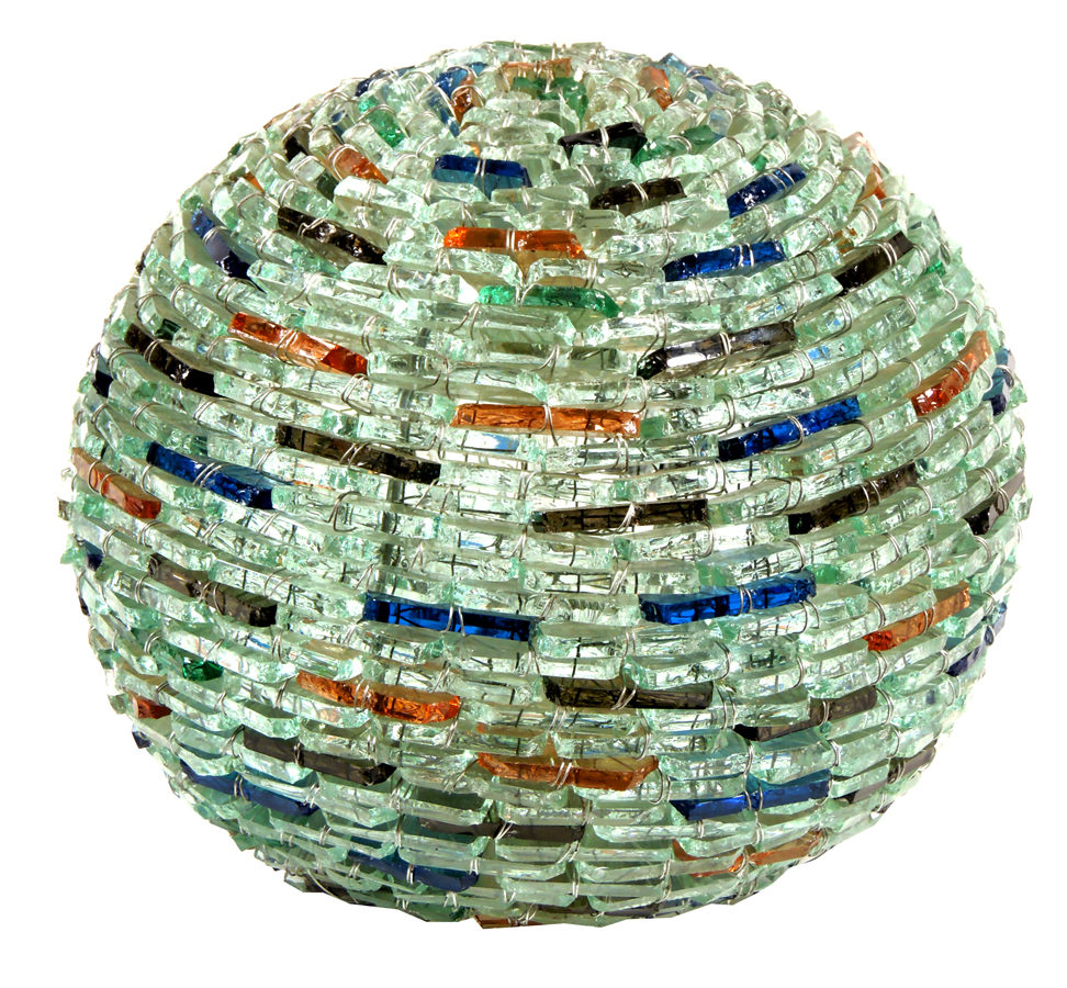 LÁMPARA DE SOBREMESA de forma esférica, en cristal. Años 60. Diámetro: 25 cm. Starting Price €90