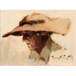 TORRES MATAS  ?? óleo sobre cartón, "Abuelo con sombrero", 24x29 cm. Starting Price €0