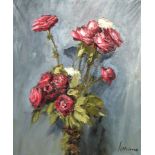 JOSEP MIQUEL SERRANO óleo sobre lienzo, "Flores" 64x53 cm. Starting Price €60