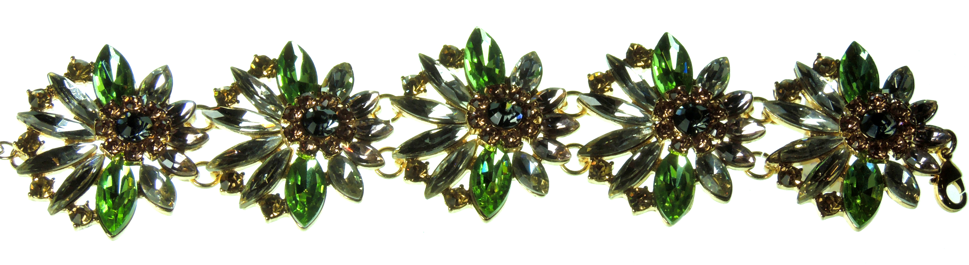 PULSERA En metal dorado y piedras de colores formando flores. Starting Price €35