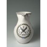 JUG WITH A MARK OF THE TAILORS' GUILD 1820, Slovakia (Holíč) Faience, white glaze, on the front a