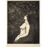 FRANTIŠEK KOBLIHA (1877 - 1962 ) FROM THE CYCLE WOMEN OF MY DREAMS 1913, Bohemia Wood engraving on