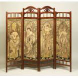 ALFONS MUCHA (1860-1939) DRESSING SCREEN WITH THE MOTIF OF MUCHA'S THE TIMES OF THE DAY Around 1900,