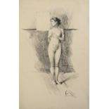 KAREL RÖHLING (1880 - 1945) FEMALE NUDE Probably 1898, Bohemia A pen-and-ink study, drawing ink on