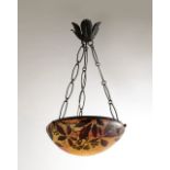 HANGING LIGHT FIXTURE - DAUM NANCY Around 1910, France (Nancy) Layered glass with powder effects,