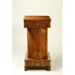 BIEDERMEIER NIGHTSTAND 1825-30, Austria (Vienna) Cylindric nightstand with a cabinet, square base