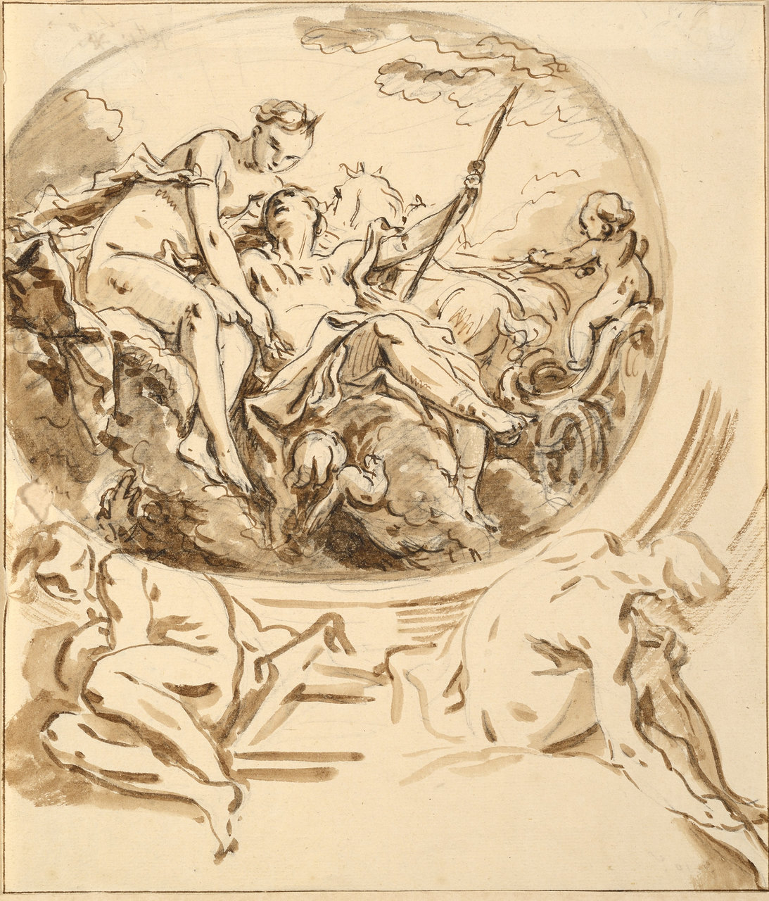 UNKNOWN ITALIAN MASTER DRAFT OF A CEILING PAINTING. 2nd half 18th century, Italy Draft of a