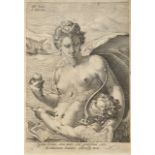 JAN PIETERSZOON SAENREDAM (1565 - 1607) VENUS WITH CUPID Around 1595, Netherlands A small-scale