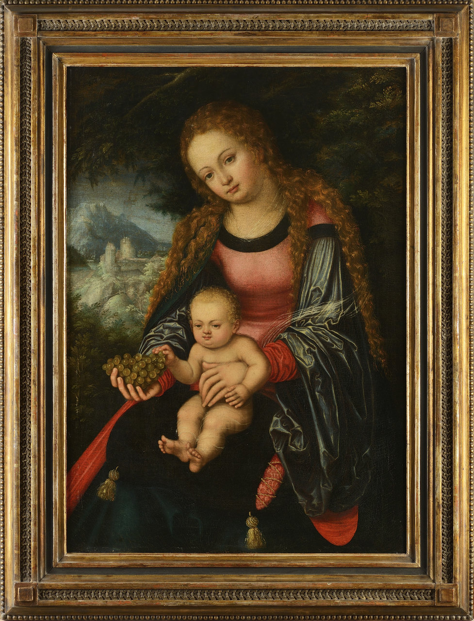 DANIEL FRÖSCHL (1572 - 1613) MADONNA WITH CHILD AND GRAPES First decade 17th century, Bohemia Eliška