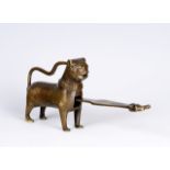 TWO PART LION-SHAPED PADLOCK 17th century, Spain Moulded bronze, original closing mechanism. Height