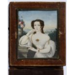UNKNOWN AUTHOR MINIATURE OF A YOUNG LADY WITH GOLDEN JEWELLERY 1825-30, Central Europe Watercolour
